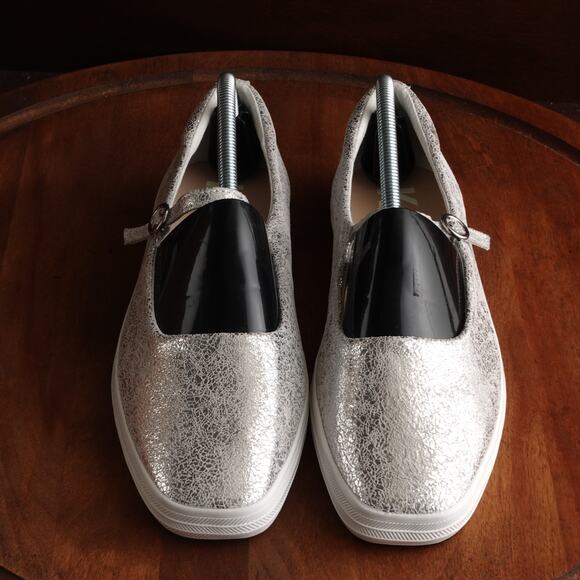 Keds Flats Womens Size 10M Silver Metallic Mary Jane Square Toe Sneaker Shoes - Picture 3 of 14